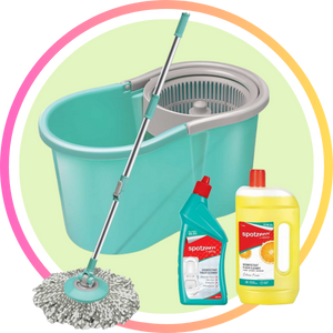 Leifheit Clean Twist XL Rectangle Mop/Sweeper Set with Mop and Spin Bucket,  Turquoise