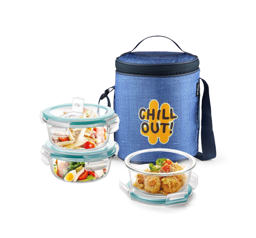 "Chillout" - Glass Tiffin with Printed Jacket (Milton)