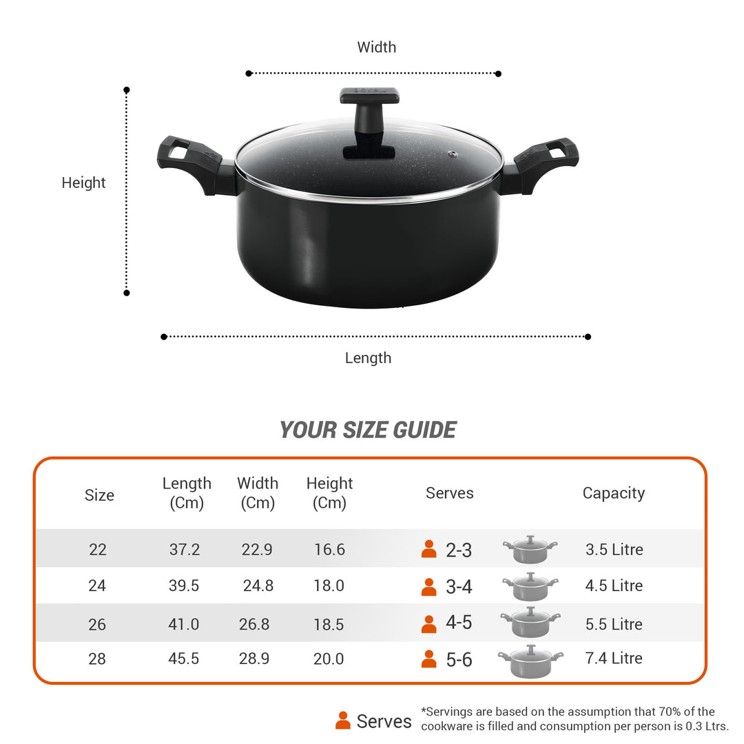 Biryani Pot With Glass Lid Granito Induction (Milton Procook)